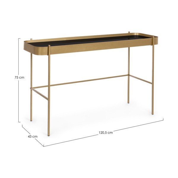 Stranska mizica s stekleno mizno ploščo v zlati barvi 43x120,5 cm Rashida – Bizzotto-image-4