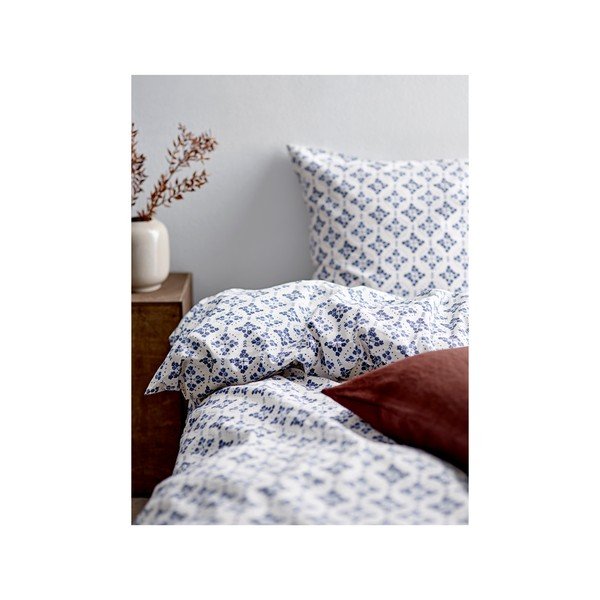 Bela/modra enojna bombažna posteljnina 140x200 cm Heirloom – Södahl-image-1
