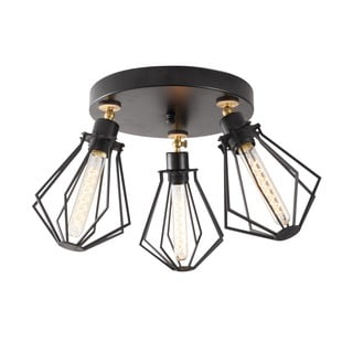 Črna/zlata stropna svetilka s kovinskim senčnikom ø 18 cm Oylat – Opviq lights
