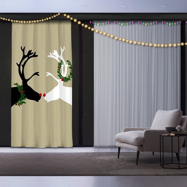 Božična zavesa Severni jeleni, 140 x 260 cm