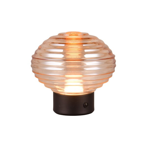 Črna/bež LED zatemnitvena namizna svetilka s steklenim senčnikom (višina 14,5 cm) Earl – Reality-image-1