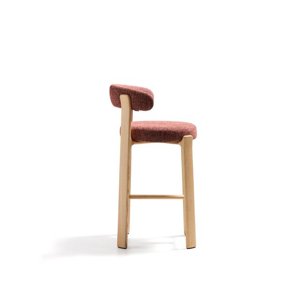 Barski stol iz masivnega jesena v barvi terakote in svetli naravni barvi (višina sedeža 75 cm) Granite – Kave Home-image-3