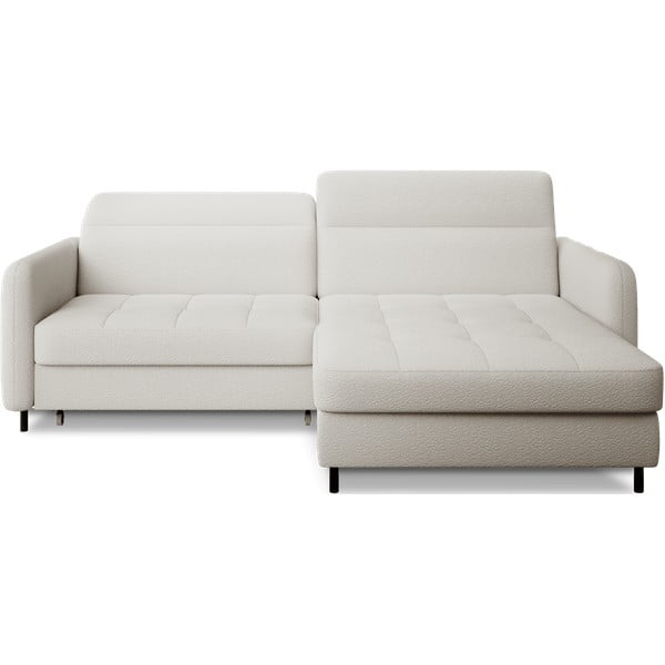 Kremno bela raztegljiva/s prostorom za shranjevanje kotna sedežna garnitura iz tkanine bouclé (desni kot/z ležalnikom) Gomsi – ELTAP