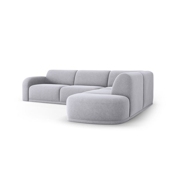 Svetlo siva žametna kotna sedežna garnitura Erin – Micadoni Home-image-4