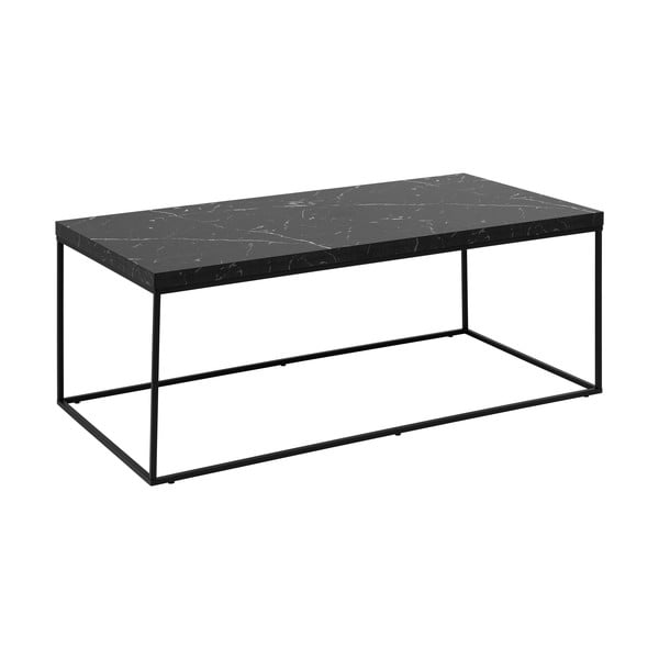 Črna mizica z mizno ploščo v marmornem dekorju 55x110 cm Barossa – Actona-image-4