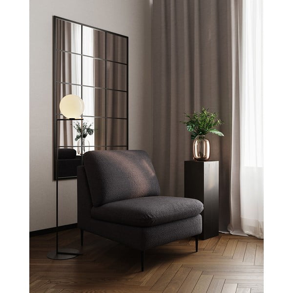 Črn fotelj iz tkanine bouclé Moilo – MESONICA-image-1