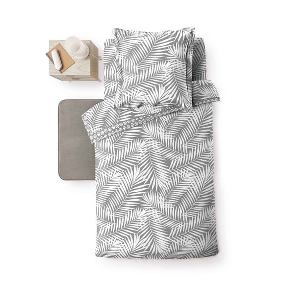 Siva enojna bombažna prevleka za odejo 140x200 cm Botania – douceur d'intérieur
