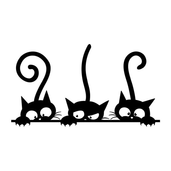 Komplet 3 nalepk Ambiance Funny Cats Trio, 20 x 35 cm-image-2