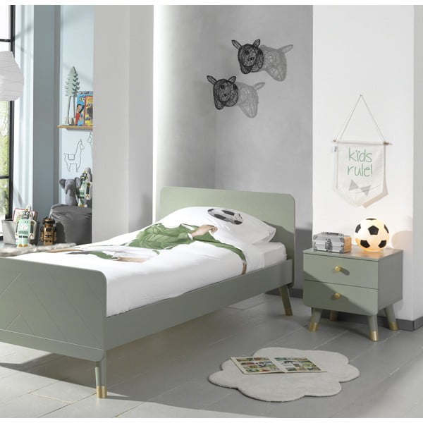 Olivno zelena otroška nočna omarica iz borovega lesa Vipack Billy-image-1