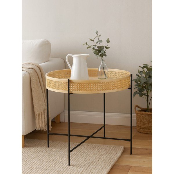 Okrogla klubska mizica iz ratana v naravni barvi ø 60 cm Depok – Premier Housewares-image-2