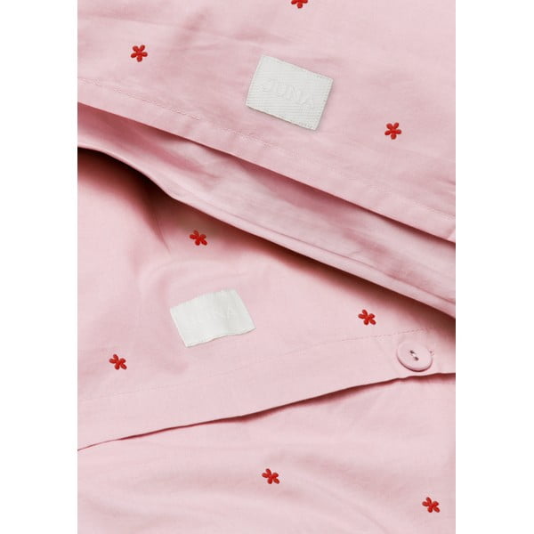 Rožnata enojna posteljnina iz bombažnega perkala 140x200 cm Daisy – JUNA-image-3