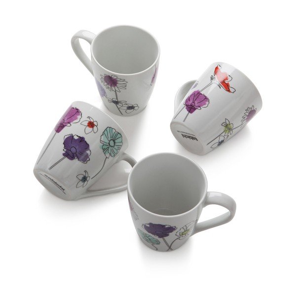 Komplet 4 porcelanskih vrčev Aster, 330 ml-image-1
