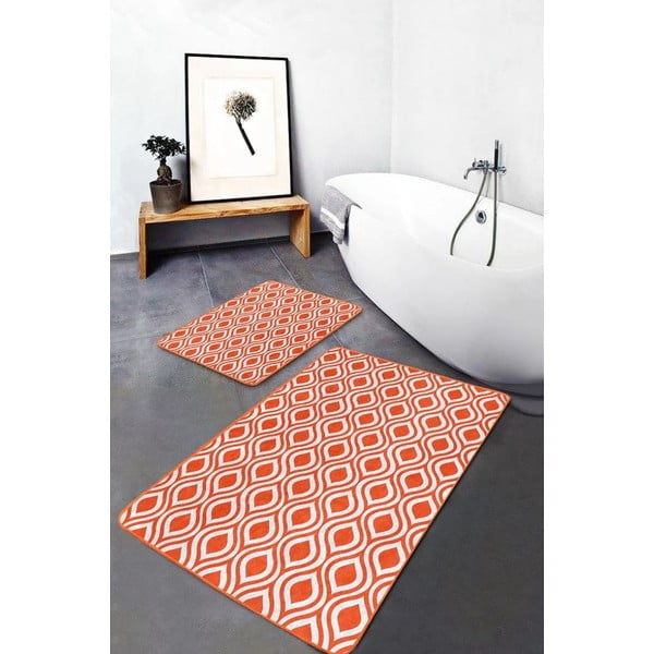 Oranžne žametne kopalniške preproge v kompletu 2 ks 60x100 cm – Mila Home-image-2