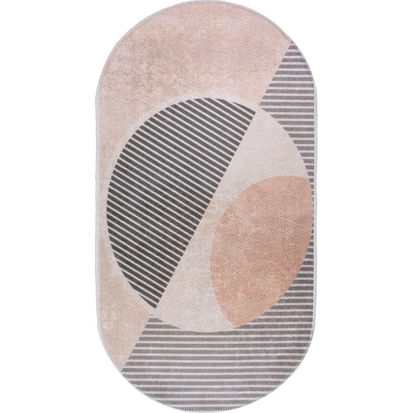 Svetlo rožnata/kremno bela pralna preproga 60x100 cm Oval – Vitaus