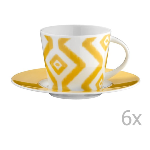 Komplet 6 porcelanskih skodelic za čaj s podstavki Vasilissa, 200 ml