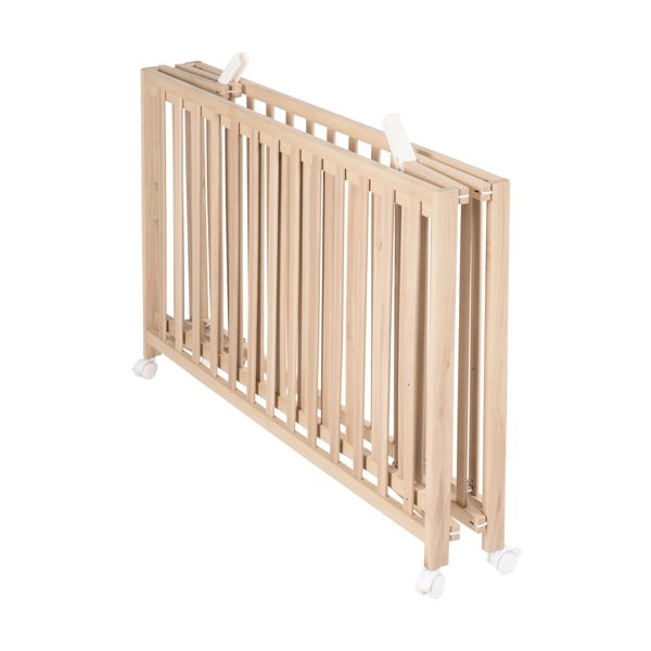 Zložljiva otroška posteljica na koleščkih v naravni barvi 60x120 cm Fold up – Roba-image-3