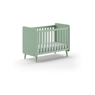 Modrozelena otroška posteljica iz masivnega bora 60x120 cm BILLY – Vipack