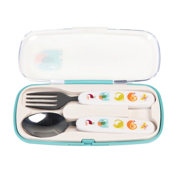 Kremno bel otroški jedilni pribor 2 ks iz nerjavečega jekla Wild Wonders – Rex London