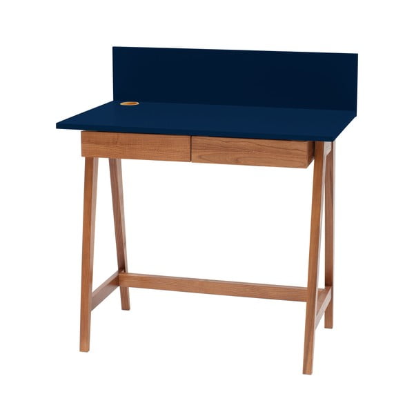 Petrolejsko modra pisalna miza s podnožjem iz jesenovega lesa Ragaba Luka Oak, dolžina 85 cm
