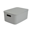Siva plastična škatla za shranjevanje s pokrovom 35,5x25,5x16 cm – Homéa