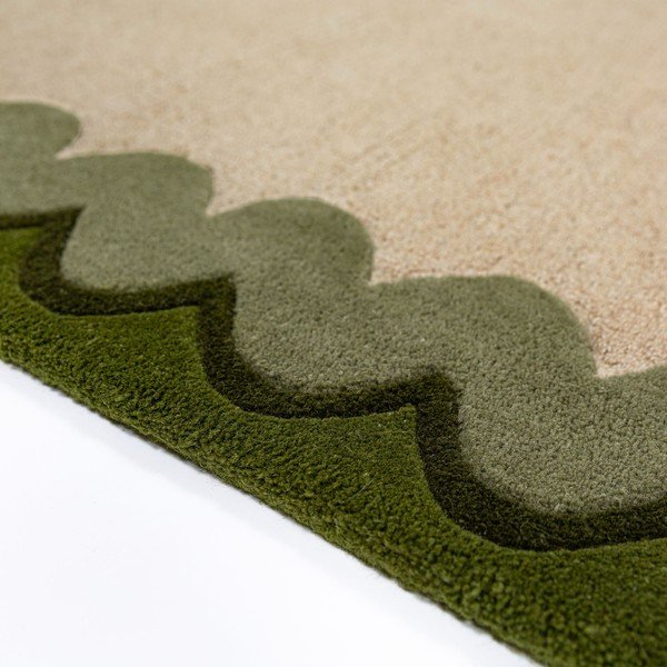 Zelen/v naravni barvi ročno tkan volnen tekač 80x230 cm Wiggle Wool – Flair Rugs-image-2