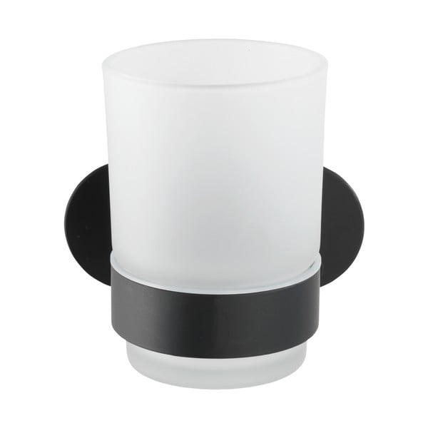 Mat črn steklen lonček za zobne ščetke z namestitvijo brez vrtanja Orea – Wenko-image-1