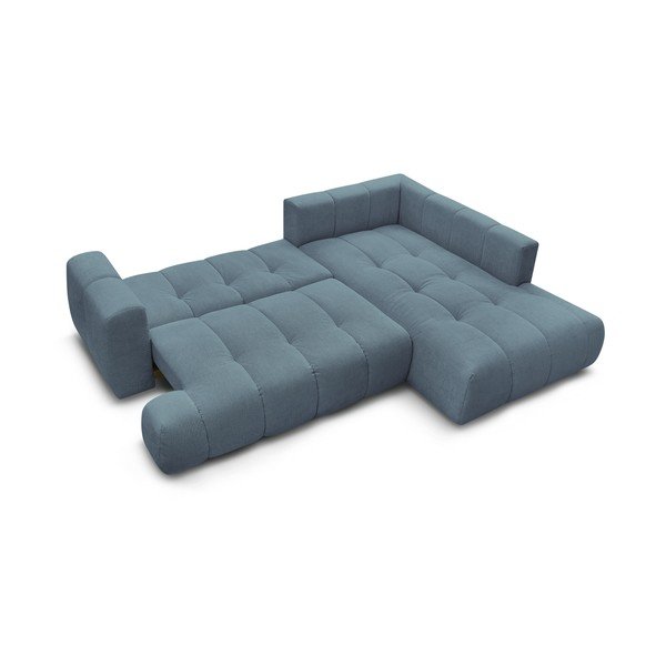 Modra raztegljiva/s prostorom za shranjevanje kotna sedežna garnitura (desni kot/v obliki črke L) Fuji – Bobochic Paris-image-4