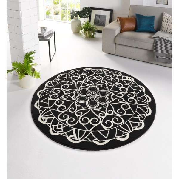 Črna okrogla preproga Zala Living Capri, ø 140 cm-image-4