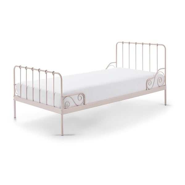 Roza kovinska otroška postelja Vipack Alice, 90 x 200 cm