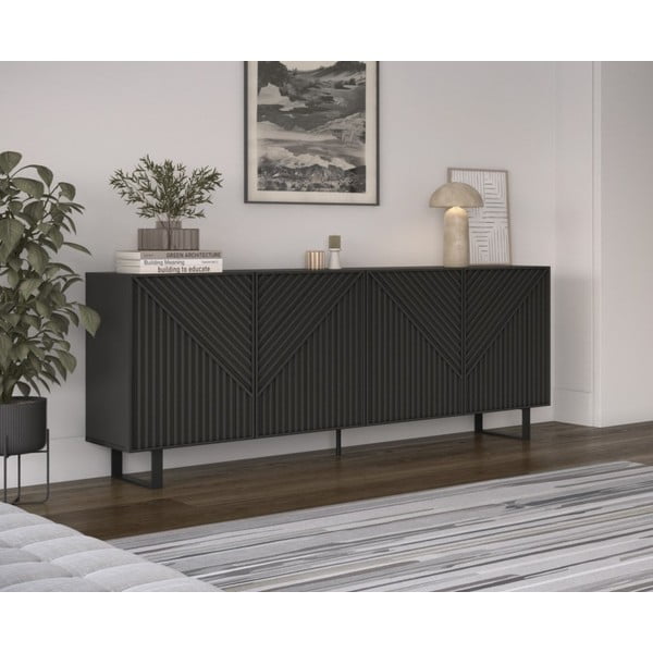 Črna komoda 201x80x40 cm Peta – Marckeric-image-1