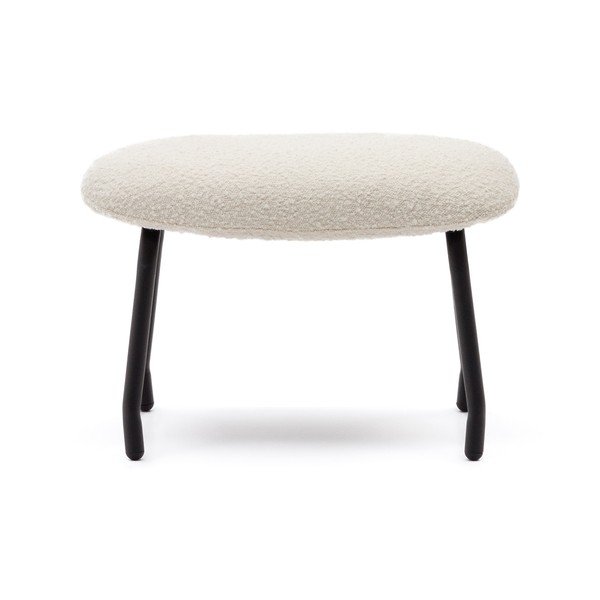 Kremno bel tabure iz tkanine bouclé Belina – Kave Home-image-2