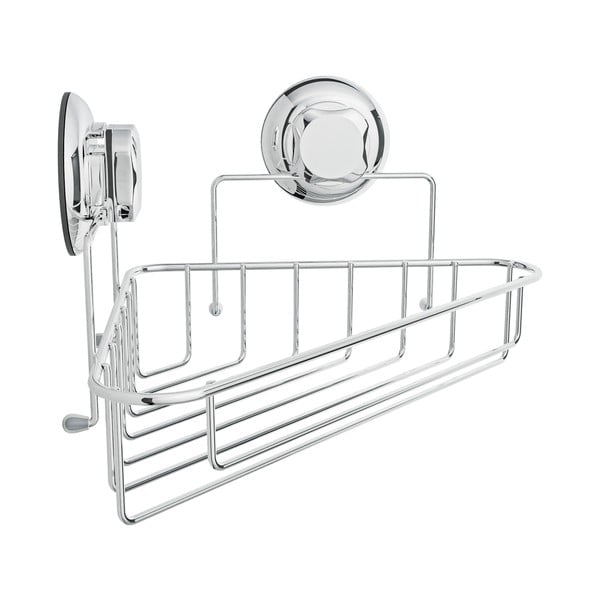 Kotna kovinska kopalniška polica v srebrni barvi z namestitvijo brez vrtanja Bestlock Bath – Compactor