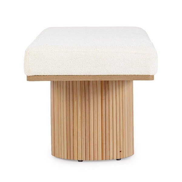 Kremno bela oblazinjena klop iz tkanine bouclé Floriana – Bizzotto-image-3