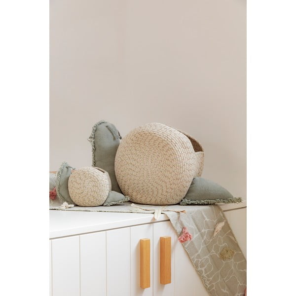 Kremno belo-žajbljevo zelena tekstilna otroška škatla za shranjevanje 60x24x30 cm Big Snail – Lorena Canals-image-3