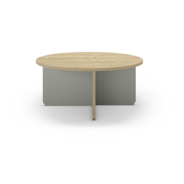 Svetlo zelena/v naravni barvi okrogla mizica z mizno ploščo v hrastovem dekorju ø 80 cm Hillary – Marckeric-image-2