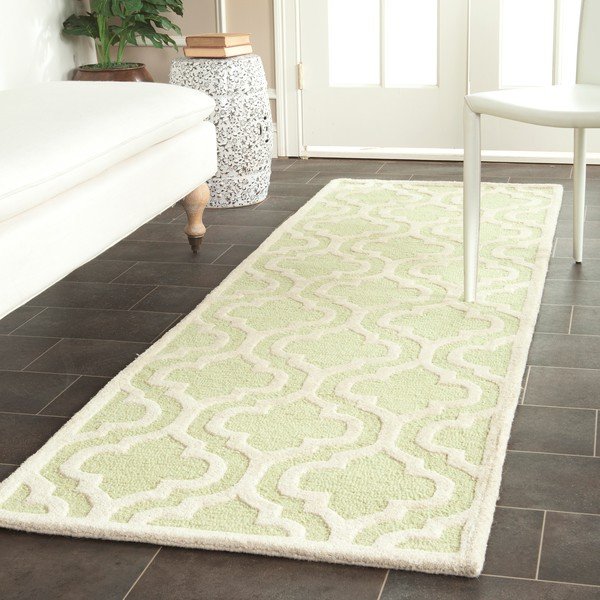 Zeleno-bela volnena preproga Safavieh Lola, 76 x 243 cm-image-3