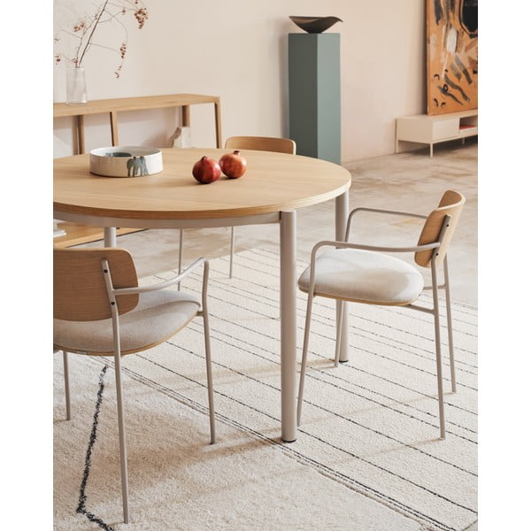 Okrogla raztegljiva jedilna miza v hrastovem dekorju ø 120 cm Montuiri – Kave Home-image-1