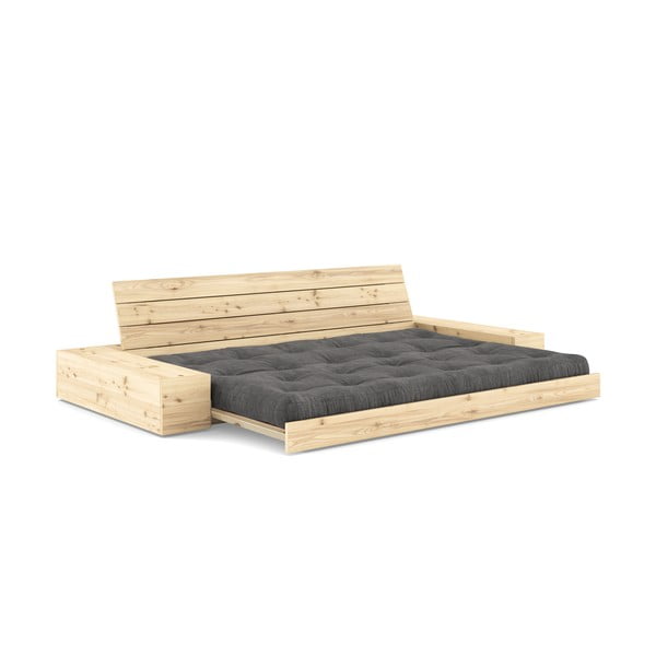 Črna/antracitno siva raztegljiva sedežna garnitura iz rebrastega žameta 244 cm Base – Karup Design-image-4