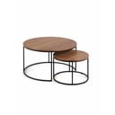 Rjave okrogle mizice v kompletu 2 ks z mizno ploščo v orehovem dekorju ø 80 cm Yona – Kave Home