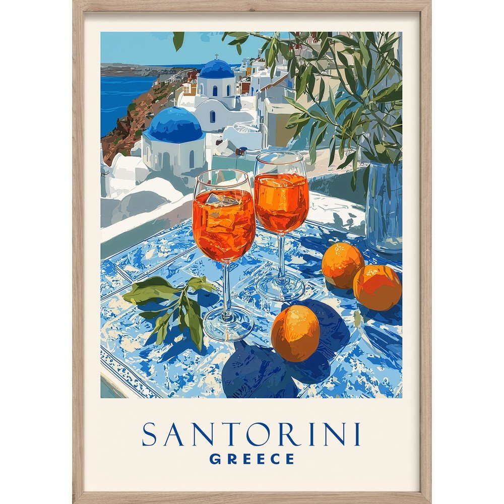 Tiskana slika z okvirjem 50x70 cm Santorini