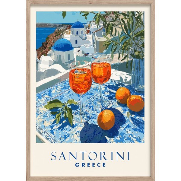 Tiskana slika z okvirjem 50x70 cm Santorini – Styler