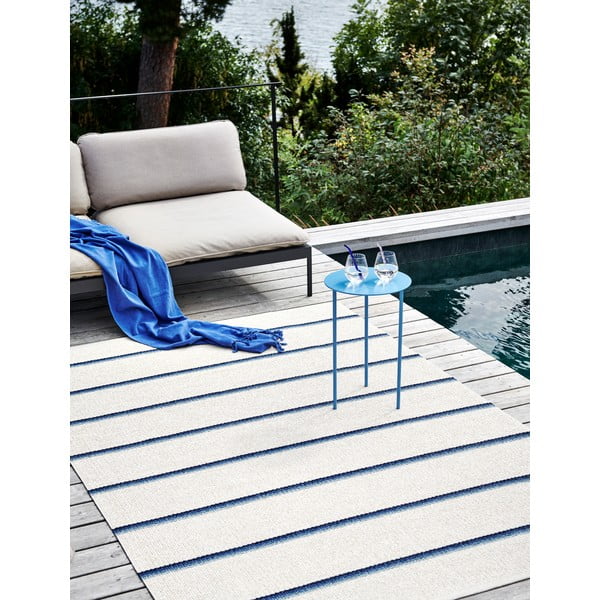 Modra/kremno bela notranja in zunanja preproga 70x90 cm Olle Blue Vanilla – Pappelina-image-4