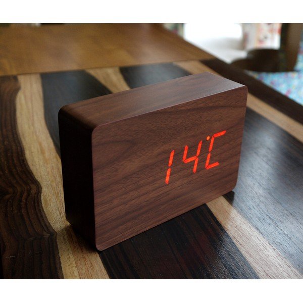 Rjava budilka z rdečim LED zaslonom Gingko Brick Click Clock-image-2