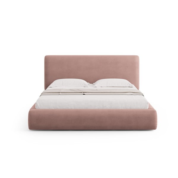 Rožnata oblazinjena zakonska postelja s prostorom za shranjevanje in letvenim dnom 140x200 cm Colonel – Cosmopolitan Design-image-3