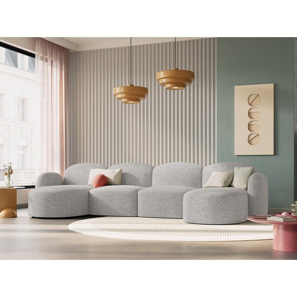 Svetlo siva kotna sedežna garnitura Blair – Micadoni Home-image-1