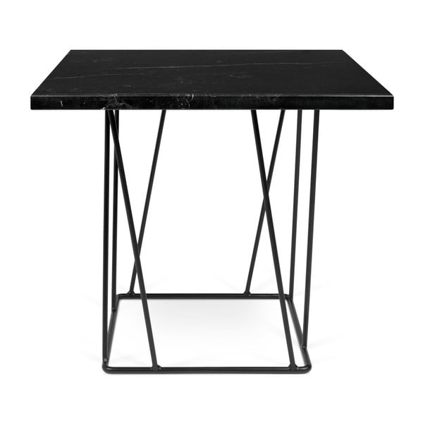 Črna marmorna mizica s črnimi nogami TemaHome Helix, 50 x 50 cm