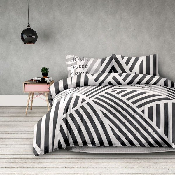 Komplet bombažne prevleke za odejo in 2 vzglavnika AmeliaHome Averi Sweet Home Light, 200 x 200 cm + 63 x 63 cm-image-1