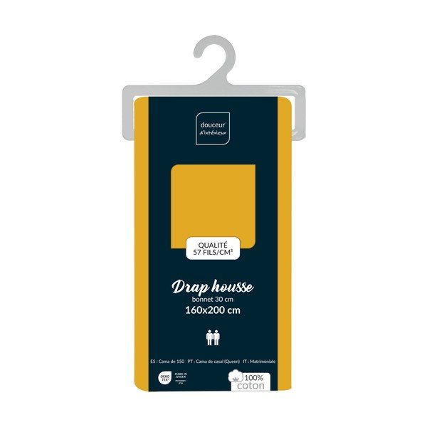 Rumena napenjalna bombažna rjuha 160x200 cm Lina – douceur d'intérieur-image-2