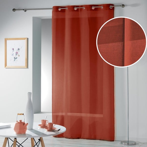 Prosojna zavesa v barvi terakote 140x280 cm Telma – douceur d'intérieur-image-4