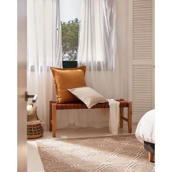 Usnjena klop v konjak rjavi in naravni barvi Calixta – Kave Home-image-1